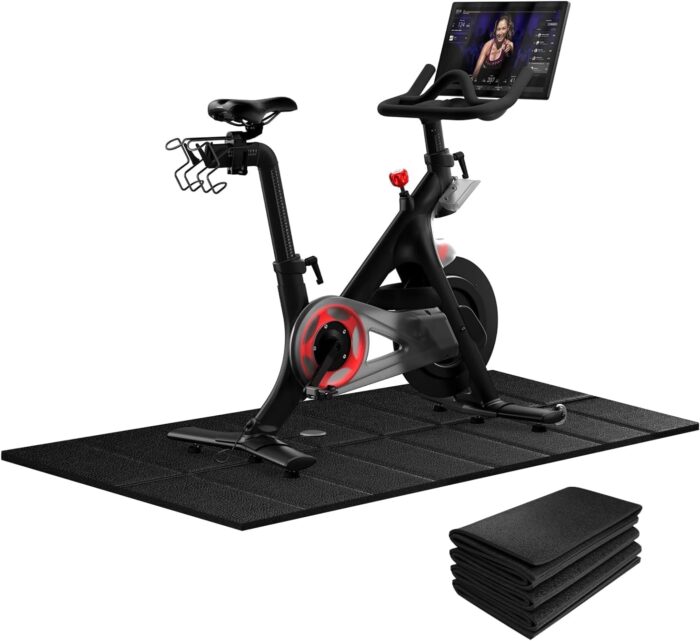 Bike Mat Compatible with Peloton Bikes, Treadmill Mat, Ellipticals, 63“ × 30”, Heavy-Duty, Non-Slip Mat for Exercise Bike, 1/4" Thick, Under Mat Protect Hardwood Floor Carpet