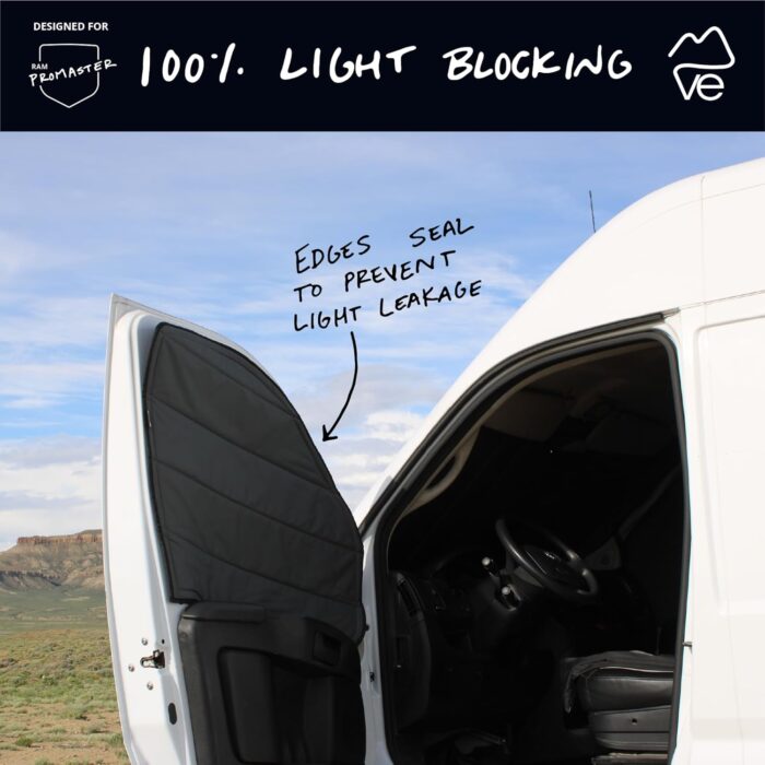 VanEssential Insulated Blackout Front Door Window Covers Designed for RAM Promaster Van Years 2014 to Current Model (Pair) - Cool Gray - Image 4