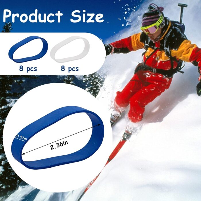 16 Pack SIK Rubber Bands 3 Inch Blue Ski Binding Brake Retainer Bands for Winter Ski Sports Accessories - Image 2