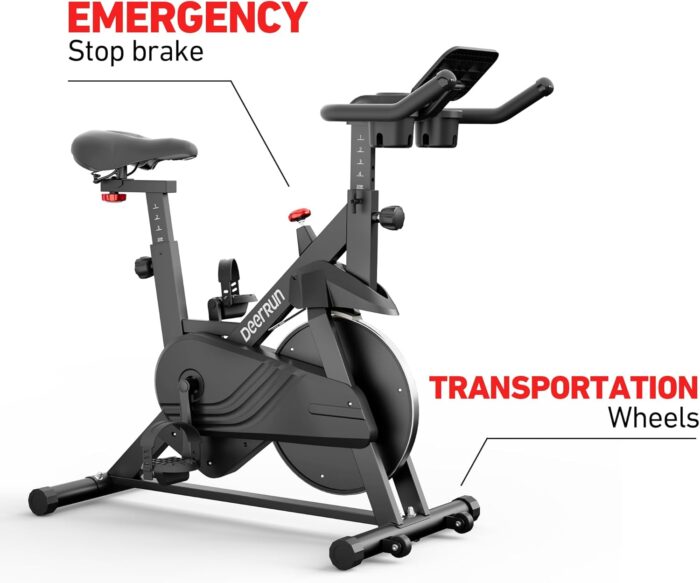 DeerRun Exercise Bike, Indoor Cycling Bike Brake Pad/Adjustable Magnetic Stationary Bike with App, Low Noise Workout Bike for Home Cardio 300lbs Weight Capacity with Pad Mount & LCD Monitor - Image 5