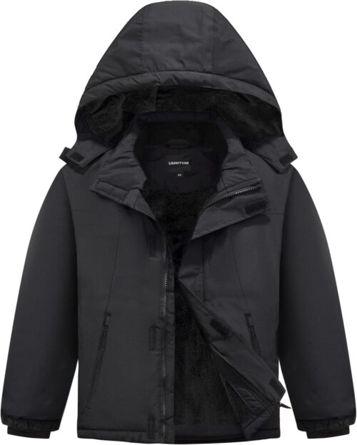 Boys Waterproof Ski Jacket Warm Winter Fleece Snow Coat Kids Outdoor Hooded Snowboard Jacket