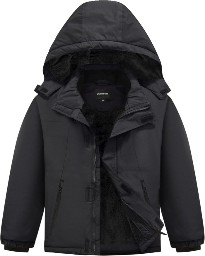 Boys Waterproof Ski Jacket Warm Winter Fleece Snow Coat Kids Outdoor Hooded Snowboard Jacket