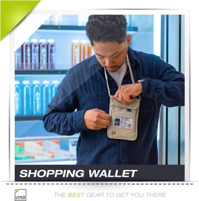 Lewis N. Clark RFID Blocking Stash Neck Wallet, Travel Pouch + Passport Holder for Women & Men, Taupe, One Size - Image 6