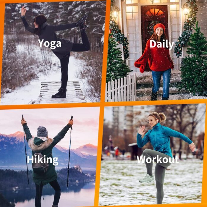 IUGA Fleece Lined Leggings Women Thermal Leggings for Women Winter Warm Tights High Waisted Hiking Yoga Pants with Pockets - Image 5