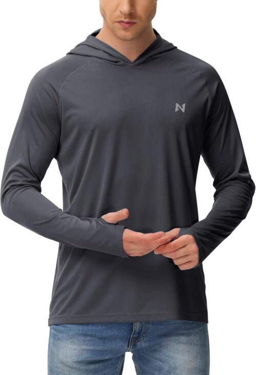 isnowood Sun Shirt UPF 50+ Men's Fishing Long Sleeve UV Protection Hoodie Hiking Rash Guard Swimming Running