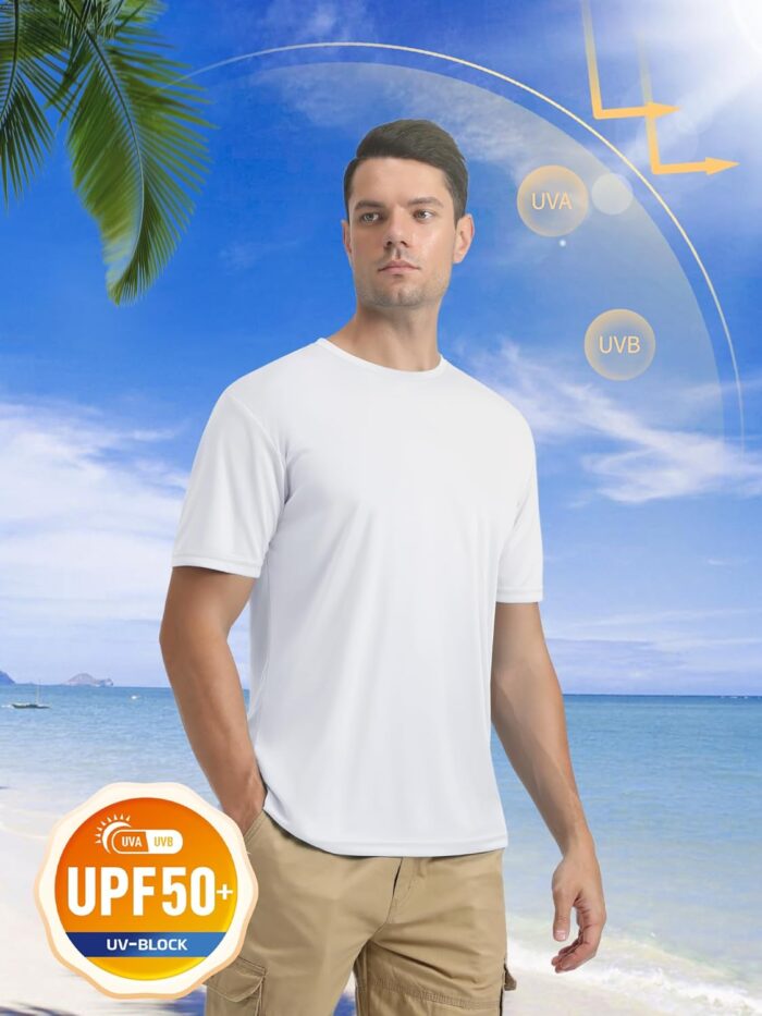 MAGCOMSEN Men's Short Sleeve UPF 50+ T-Shirt Quick Dry Rash Guard Athletic Running Swim Top Tee Performance Water Shirts - Image 2