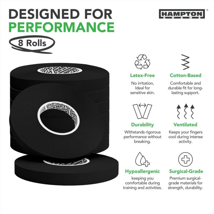Hampton Adams | As Seen on Shark Tank | Pro Finger Tape (8-Pack) | for BJJ Bouldering Crossfit Weightlift | Non-Slip Extreme Quality No-Fray Climbing Tape | Extended Wear Super Strong Adhesive - Image 3