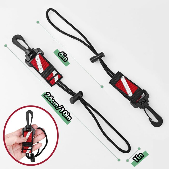 2Pack Scuba Diving Lanyard Clips with Nylon Webbing Strap Adjustable Cord and Slide Locking Fits for Dive Octo Holder, Secure Camera & Gear Attachment - Image 7