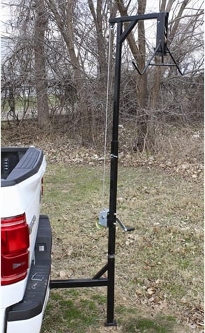 HME Game Hoist Kit with Winch Gambrel, 400 Pound Capacity, Adjustable Height, Black – 360 Degree Swivel, Support Stand Foot for Hanging Hunting Game - Image 8