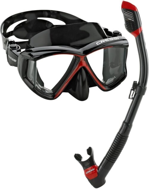 Cressi Panoramic Wide View Mask & Dry Snorkel Kit for Snorkeling, Scuba Diving - Pano 4 & Supernova Dry: Designed in Italy