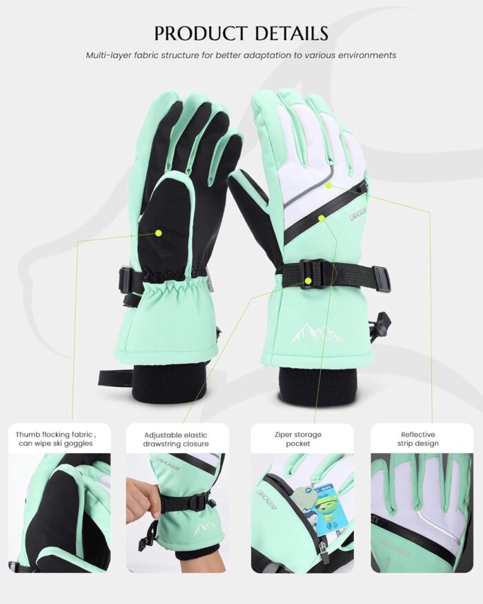Ski Gloves for Men Women - Winter Snow Windproof Waterproof Skiing Snowboarding for Cold Weather Warm - Image 3