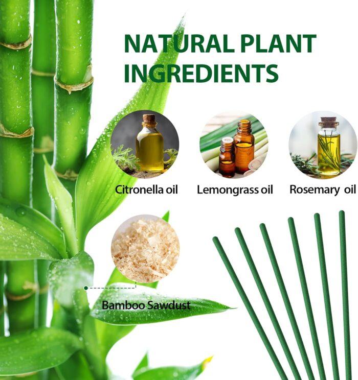 KICKOUTOR® Mosquito Repellent Outdoor Patio 120 PCS Citronella Oil Mosquito Incense Sticks Natural Organic Mosquito Barrier Mosquito Repeller for Backyard Travel Camping Indoors Gnat Mosquito Control - Image 3
