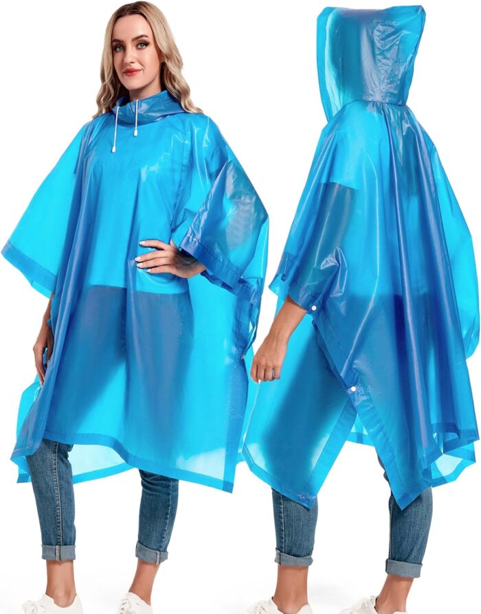 2 Pack Rain Ponchos for Adults Reusable - Raincoats Survival Emergency Heavy Duty Rain Coat with Drawstring Hood - Image 6