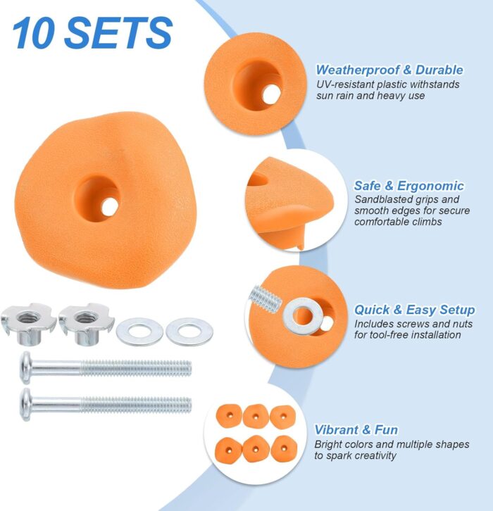 PATIKIL Rock Climbing Holds, Climbing Rock Wall Grips Play Set Climber with Single Holes for Playground Accessories Training Indoor Outdoor Tree - Image 3