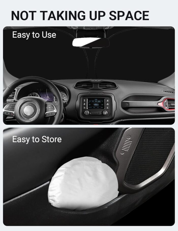 Proadsy 2025 Upgrade Front Windshield Sun Shade Foldable Sunshade Protector Custom Fit 2015-2024 2025 Jeep Renegade SUV, Sport, Latitude, Limited, Trailhawk, Altitude Winter Accessories - Image 9