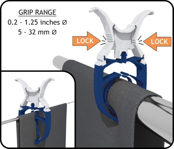 Navy Blue 6-Pack - Storm Proof & Lockable Clothespin - Large Clips fits Lines & Rails - Multi- Purpose Towel Clips for Boat, Chairs, RV, Camping, Fishing, Stroller, Balcony, Tarps, Garden - Image 2