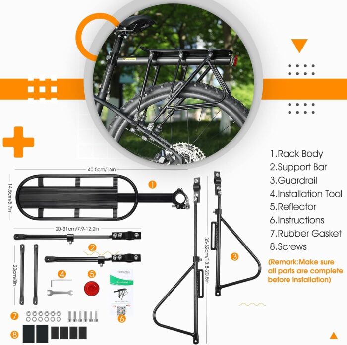 West Biking Bike Carrier Rack, 310 LB Capacity Solid Bearings Universal Adjustable Bicycle Luggage Cargo Rack,Cycling Equipment Stand Footstock - Image 5
