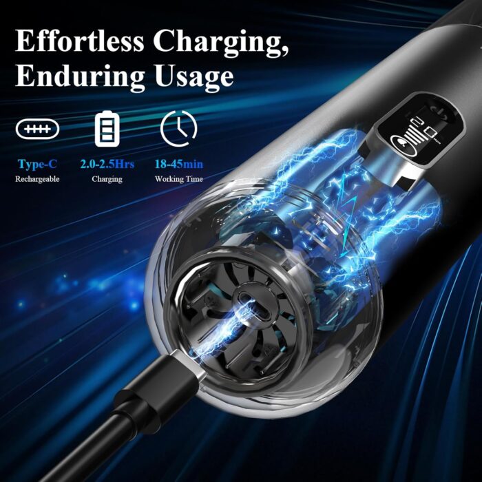 Car Vacuum Portable Cordless - 20000PA High Power Handheld Vacuum with LED Display, 2.5H Fast Charging Up to 45 Mins of Runtime, Hand Vac Cordless Rechargeable for Car Home Corner Cabinet - Image 3