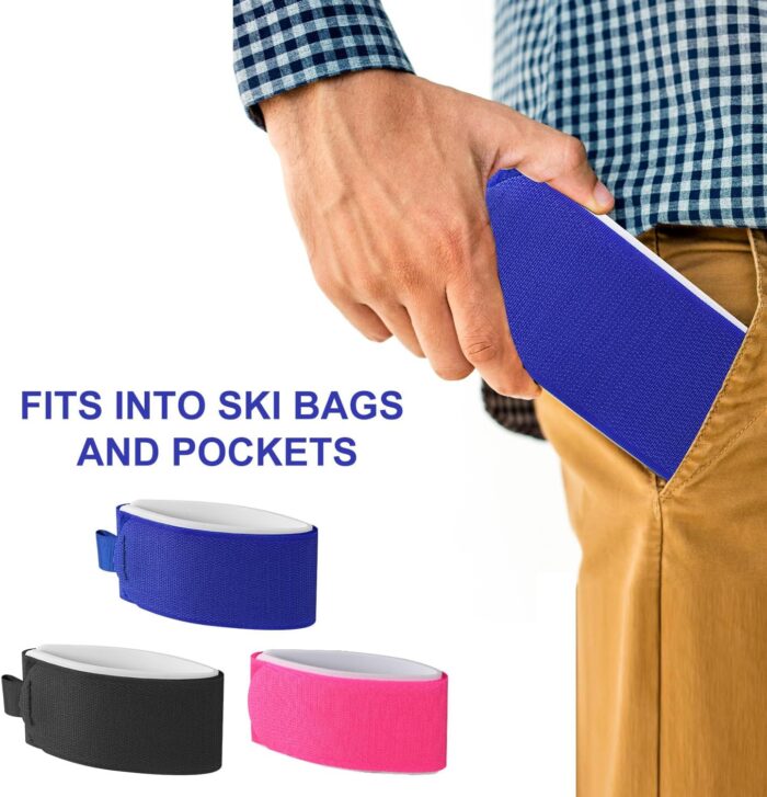 6pcs Ski Fastener Straps, Adjustable Ski Wraps Straps Ski Fastener Tape Ski Storage Ties with Protective Pad for Winter Sports Accessories (Rose Red, Blue, Black) - Image 5