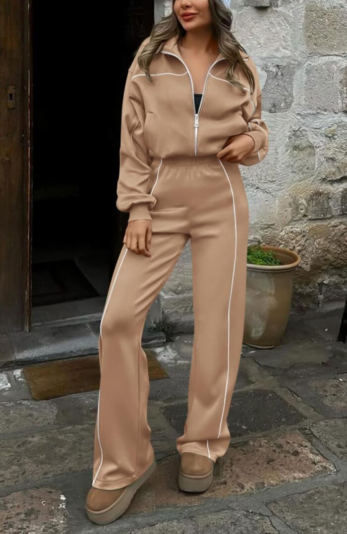 BTFBM Women's Two Piece Tracksuit Fall 2025 Long Sleeve Zip Up Sweatshirt Long Pants Outfits Jogger Sweatsuit Sets - Image 2