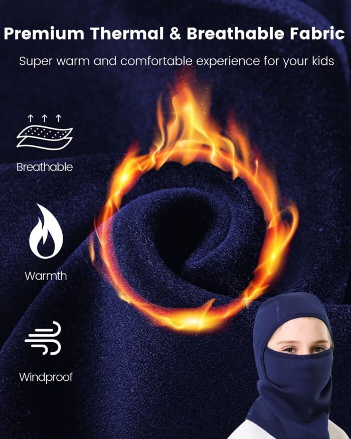Aegend Balaclava Face Mask for Kids Age 5-12, Windproof Ski Face Neck Warmer for Cold Weather Winter Outdoor Sports - Image 2