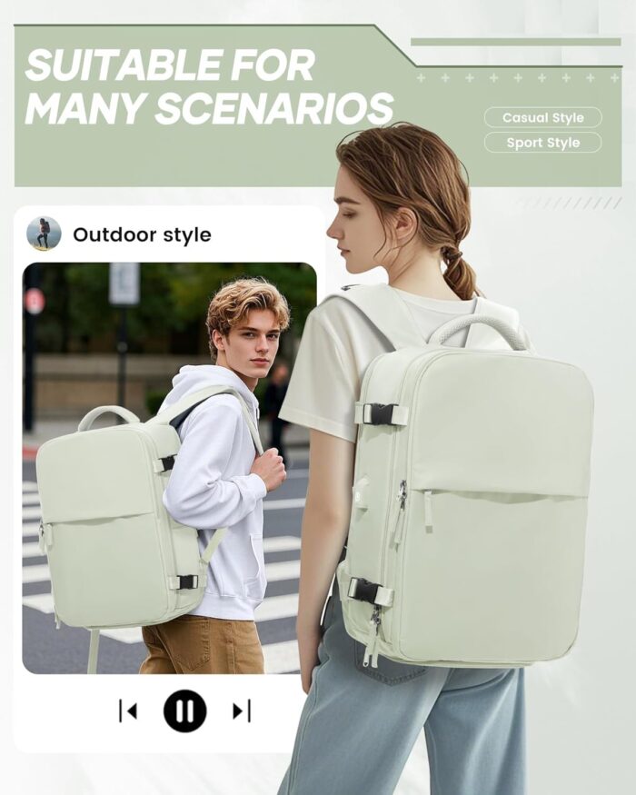 suwasp Vacuum Compression Backpack, 45L Expandable Travel Backpack with Electric Vacpack Pump, Travel Vacuum Bags with Shoe Compartment/17inch Laptop Compartment/USB Port, Mintgreen - Image 2