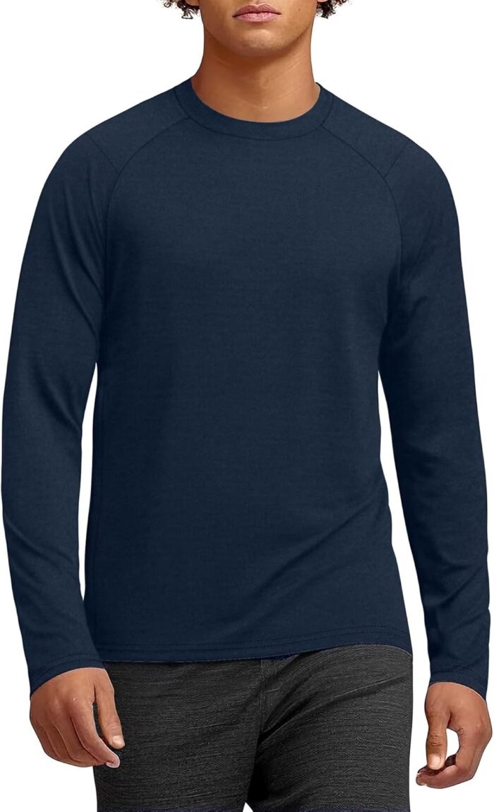 Zengjo Mens Athletic Long Sleeve Shirts Warm Midweight Thermal Running Shirt Moisture Wicking Sport Baselayer Tops