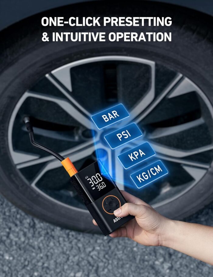 AstroAI L7 Tire Inflator Portable Air Compressor Cordless Mini Bike Pump with Digital Dual Values Display, 150 PSI Car Tires Air Pump with LED Lights&Pressure Gauge for Auto, Motorcycles, Bikes, Balls - Image 7