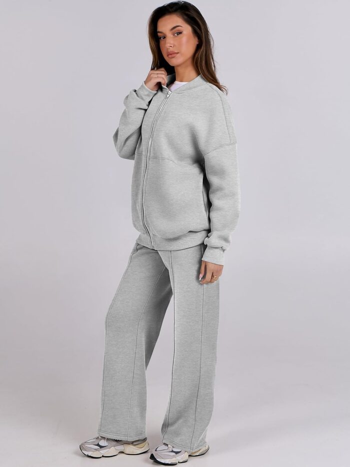 ANRABESS Women 2 Piece Outfits Lounge Set Oversized Zip Up Sweatshirt Jacket Sweatpant Matching Sweat Sets Winter Sweatsuits - Image 3