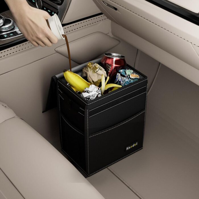 K KNODEL 2 Gallon Black Leak-Proof Waterproof Car Trash Can with Lid - Image 6