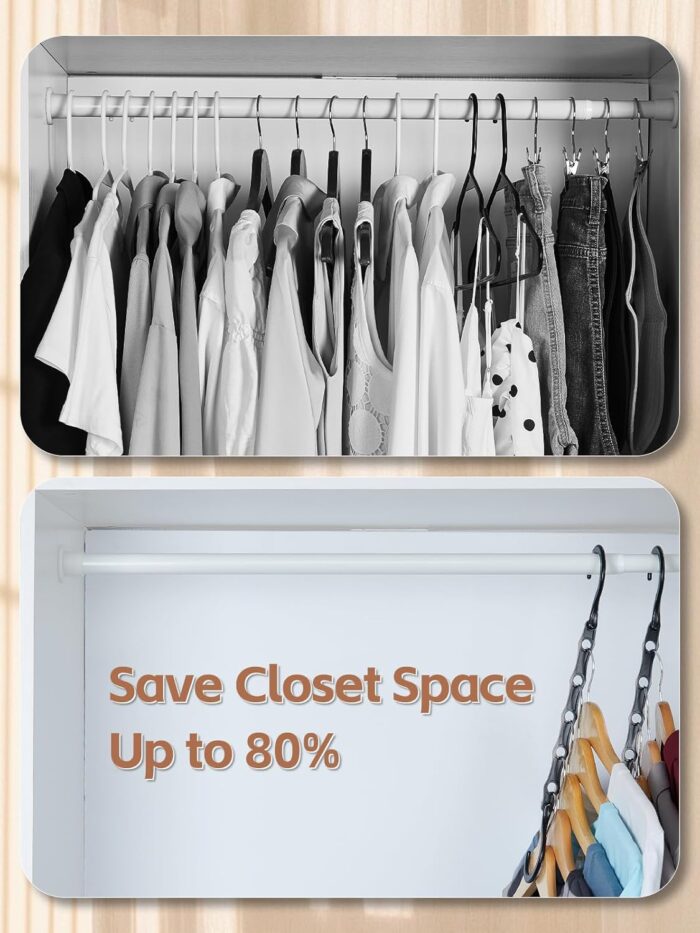 HOUSE DAY Space Saving Hanger 20 Pack Sturdy Black Magic Hangers for Closet Organizers and Storage for Heavy Clothes, Dorm Room Bedroom Home RV Car Camper Organization Essentials - Image 3