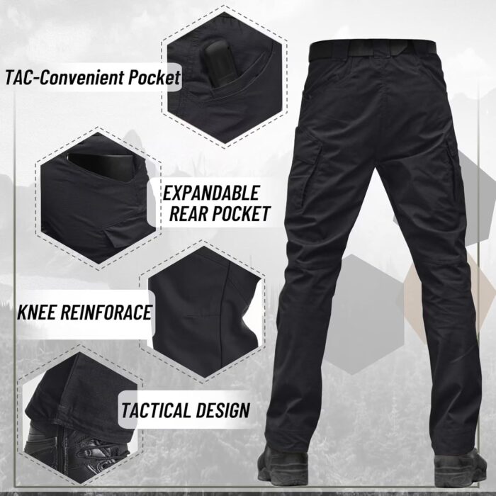 TACVASEN Men's Tactical Pants 9 Pockets Cargo Hiking Pants Lightweight Work Pants for Men Construction Water Resistant - Image 5