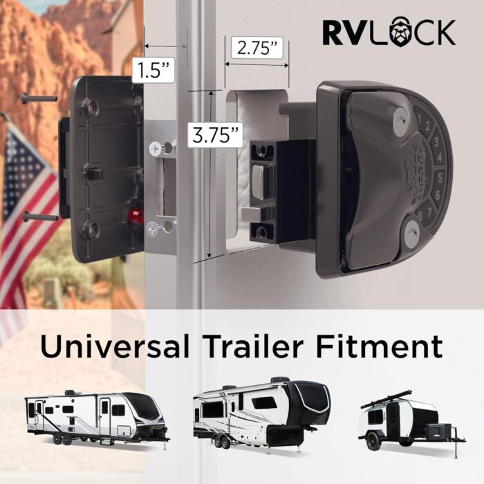 RVLOCK V4 RV Door Lock Keyless Entry with Remote, Secure and Convenient Camper Latch Replacement, Durable RV Door Lock Replacement for Trailers with Patented Security Technology - Image 2