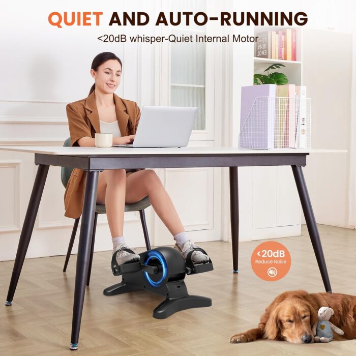Mini Under Desk Exercise Bike Pedal Exerciser, Motorized Setting Bike Pedal Exerciser Leg/Arm Cycle for Senior, Physical Therapy, with 12 Adjustable Speed, LCD Display, Remote Control - Image 3