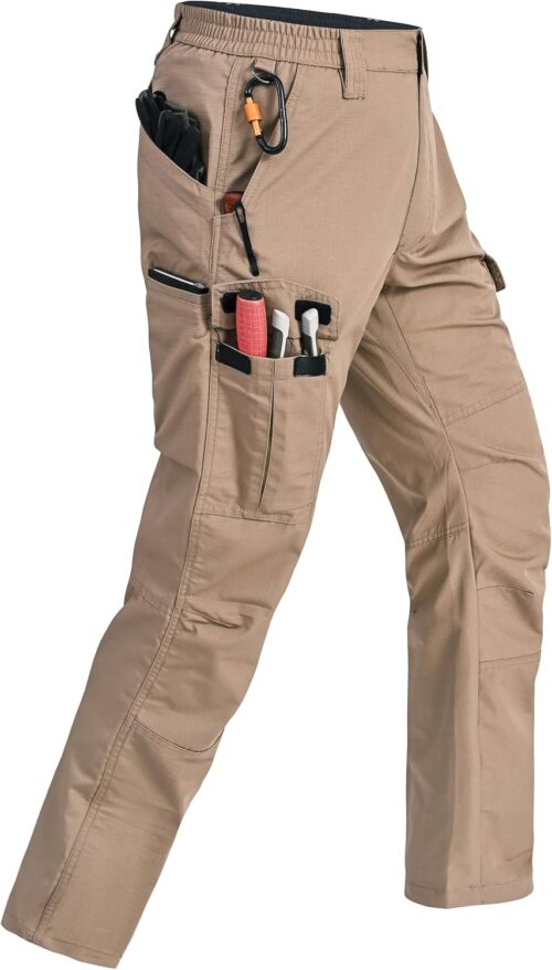 Mens Cargo Pants Ripstop Water Resistant Breathable Tactical Hiking Pants with 7 Pockets