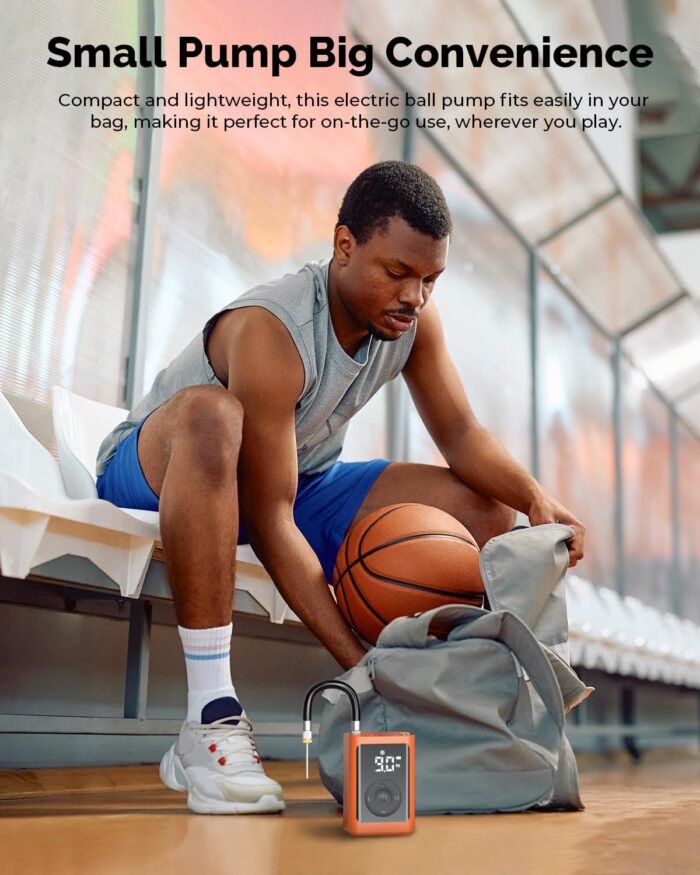 ETENWOLF P300 Plus Ball Pump, Electric Basketball Pump Inflation and Deflation, with 3200 mAh Rechargeable Battery, Air Pump for All Sports Balls - Image 3