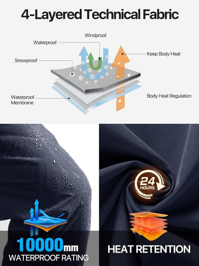 FREE SOLDIER Men's Insulated Waterproof Snow Bibs Ski Overalls - Image 3