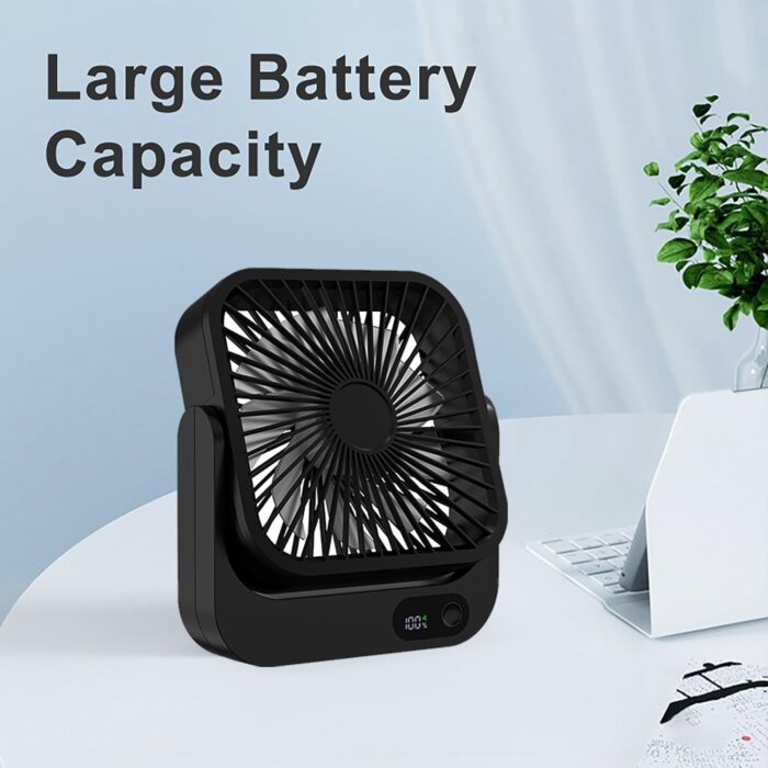 Magnetic Cruise Ship Approved Fan, 5000mAh Battery Operated Portable Fan with 5 Speeds, Magnetically Sticks on Cabin Ceilings and Walls, Cruise Essentials 2025 - Black - Image 2
