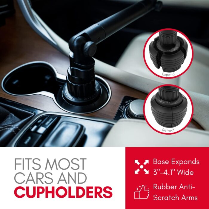 Macally Cup Holder Tray for Car - Adjustable Car Tray Table - Perfect Car Food Tray for Eating with Phone Slot and Swivel Arm - Car Organizer - Image 5