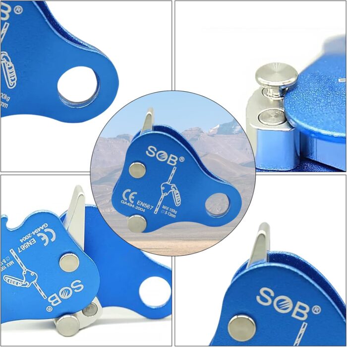 Climbing Fall Protection Belay Device with Ascender - Aluminum Magnesium Alloy Rope Grab Clamp for Rock Climbing, Mountaineering, Arborist, Rescue & Aerial Work - Image 4