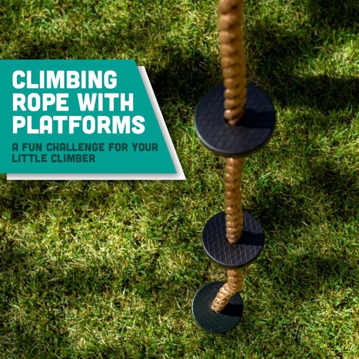 Squirrel Products 6.5 ft Climbing Rope with Platforms - Swing Set Accessories - Additions & Replacements for Active Outdoor Play Equipment - Image 2