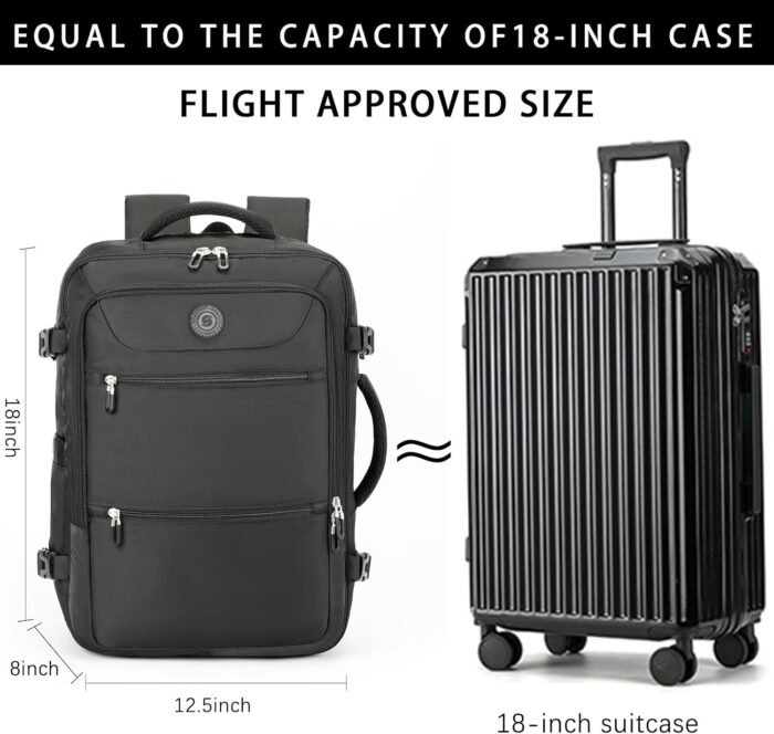 Sowaovut Travel Laptop Backpack, Extra Large Backpacks, Flight Approved Daypack, Business Bag Fit 17.3 inch Laptop for Men Women (Black) - Image 3