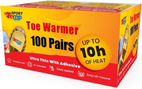 Toe Warmers - Up to 10 Hours of Heat, Easily Apply with Adhesive - Ultra Thin, Easy, All Natural - Air Activated, Odorless Hot Toe Warmers - Sport Temp
