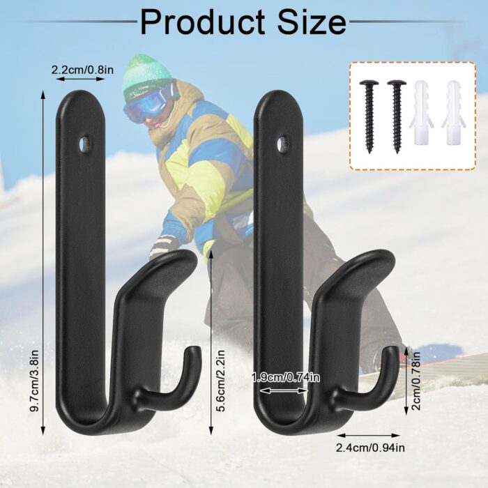 Snowboard Wall Mount Clips, Horizontal Skateboard Wall Mount，Snowboard Display Stand for Room, Garage - Image 2