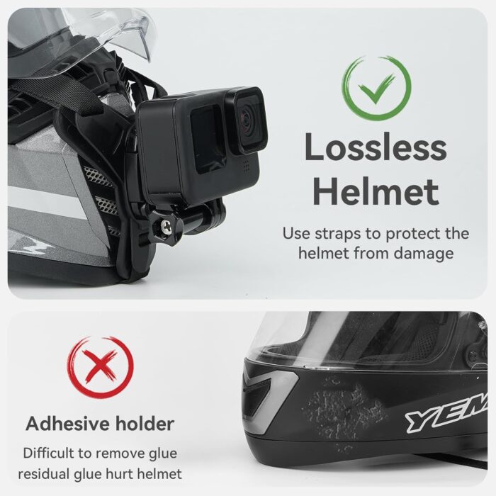 Helmet Mount for GoPro, Motorcycle Chin Strap Attachment with Extension J Hook Dirt Bike Holder Mounting Accessories for Go Pro Max Hero 13 12 11 10 9 8 Insta360 X5 X4 X3 DJI Action 3 4 5 Pro AKASO - Image 2