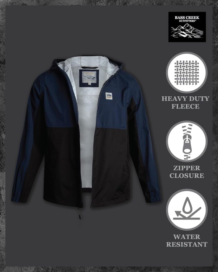 Bass Creek Outfitters Mens Windbreaker with Hood - Zip Up Mens Lightweight Jackets with Reflective Back Tape for Outdoor Work - Image 2