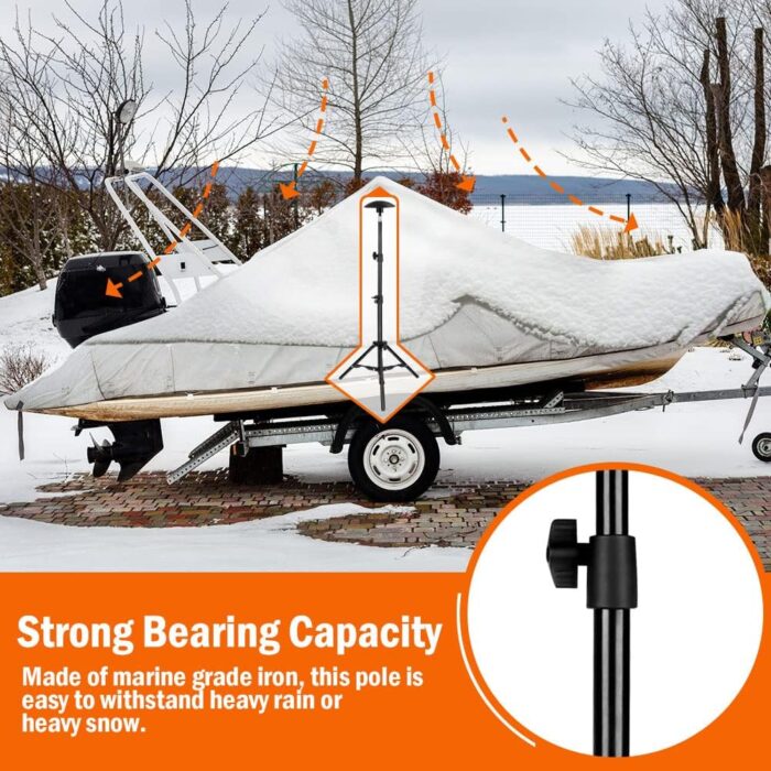 i Cover Boat Cover Support Pole - Adjustable Iron Alloy Supporting Poles, Telescoping Tarp Accessories System with Tripod Base for Jon Pontoon Boats, 2PK - Image 4