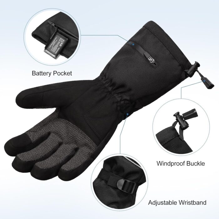 day wolf Winter Work Gloves, Rechargeable Waterproof Cut-resistant Gloves Touch Screen Electric Motorcycle Snow Ski Gloves - Image 4