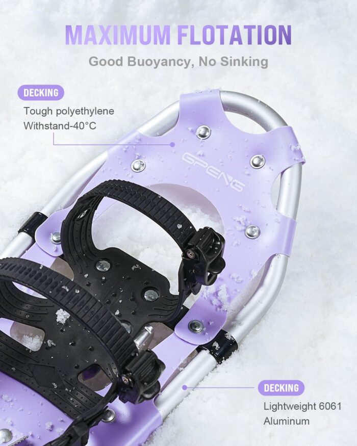 Gpeng Snowshoes for Men Women Youth Kids, Light Weight Aluminum Snow Shoes with Trekking Poles, Crampon Protector and Carrying Tote Bag (Navy Blue, 21 inch) - Image 4