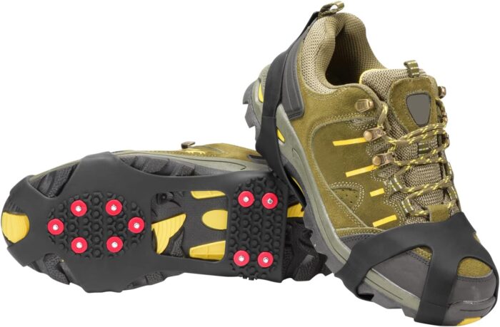 Ice Cleats, Ice Grippers Traction Cleats Shoes and Boots Rubber Snow Shoe Spikes Crampons with 10 Steel Studs Cleats Prevent Outdoor Activities from Wrestling - Image 2